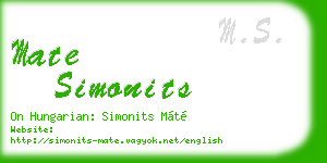 mate simonits business card