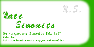 mate simonits business card